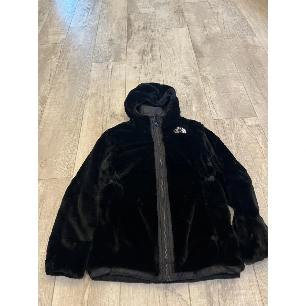 The North Face Teen Girls Mossbud Swirl Reversible Jacket Black Size L 12 Fleece